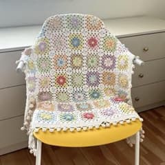 ハンドメイド かぎ針編み モチーフつなぎ ブランケット - メルカリ