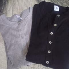 コットンボタン付き長袖Tシャツ2色セット