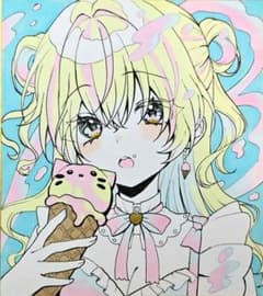 h*☆様 ★オリジナル手描きイラスト★原画一点物★ミニ色紙★No.19★ ☆オリジナル手描きイラスト☆原画一点物☆ミニ色紙☆No.27☆ - メルカリ