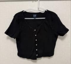 GAP ブラック 半袖ショート丈カーディガン Lサイズのサムネイル