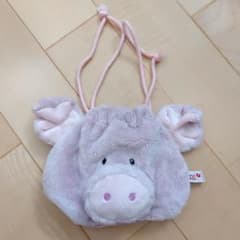 NICI 巾着ポーチ　豚　紫のサムネイル