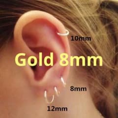 【極細】フープピアス　8mm  両耳用　ゴールドのサムネイル