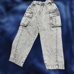 BREEZE　キッズ カーゴパンツ グレー デニム　120cmのサムネイル