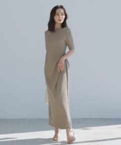美品】anuans ウエストタックドレープワンピース ベージュ M - メルカリ