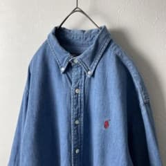 ポロバイラルフローレン  デニムシャツ　ワンポイント　古着　used 170のサムネイル
