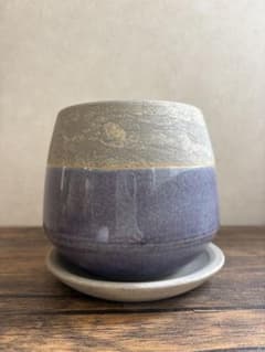 信楽焼　植木鉢　オシャレ　青のサムネイル