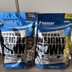 Kentaiのウェイトダウンソイプロテイン、バナナ風味2個ココア風味2個 
