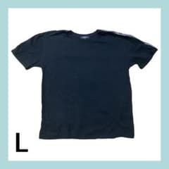 ブラック Lサイズ Tシャツ 肩ロゴ入りのサムネイル