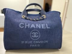 CHANEL ネイビー トートバッグ クルーズライン ドゥーヴィル 美品 
