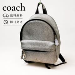 良品 COACH コーチ ミニバックパック 本革 シルバー リュック グレー
