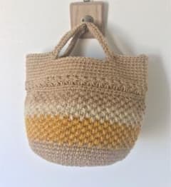 麻ひもバッグ アイボリー×ミモザ スタークロッシェのサムネイル