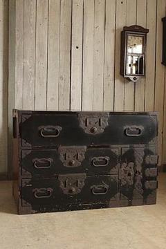 時代 庄内箪笥 扉付き 時代家具 収納タンス 古家具 - メルカリ