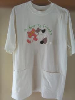 猫刺繍 半袖Tシャツ ホワイト ポケット付きのサムネイル