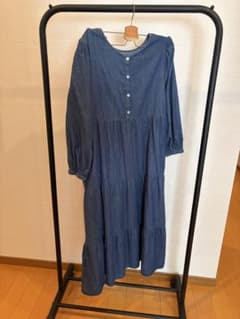 デニム ティアード ロングワンピース 長袖　マタニティワンピース　2WAYのサムネイル