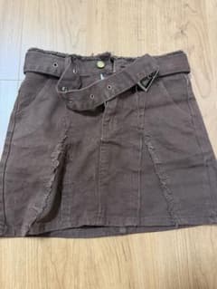 ブラウン ミニスカート ベルト付き SHEIN Mサイズ