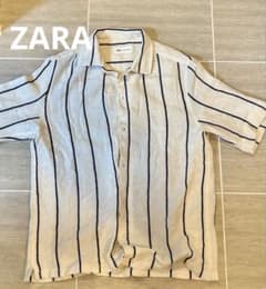 ZARA ストライプ柄 半袖シャツ オープンカラーのサムネイル