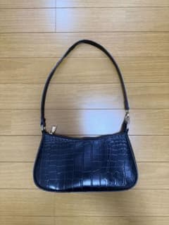 クロコダイル調 ショルダーバッグ ブラックのサムネイル