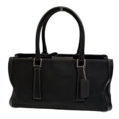 【美品】大人気COACH コーチ 7542 ハンドバッグ　黒　ブラックレザー 美品✨COACH コーチ ハンドバッグ9428 レザー×麻 ブラック - メルカリ