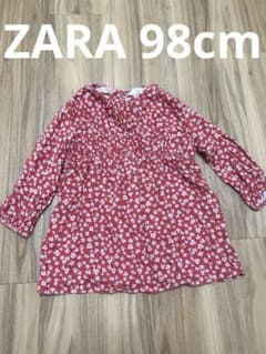 ZARA 長袖　花柄ワンピース　98cm 2-3歳
