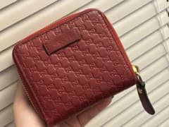 GUCCI グッチ 二つ折り財布 シマレザー レッドのサムネイル