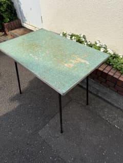 昭和レトロ アイアン デコラテーブル サイドグリーン幅60奥行き90高さ