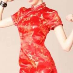 チャイナ服(赤)美品のサムネイル