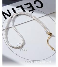 淡水パールネックレス 3-4mm ホワイト 45cm 箱無しのサムネイル