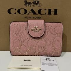 新品未使用❤️coach 折財布　ピンク　シグネチャー　レディース　cx404 新品未使用❤️coach 折財布 ピンク シグネチャー レディース cx404