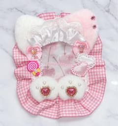 硬質ケースデコ 猫耳メイド レースデコ B8 ハンドメイド トレカケースデコのサムネイル