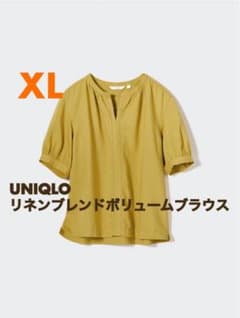 【新品】UNIQLO リネンブレンドボリュームブラウス （半袖）XL 【タグ付】のサムネイル