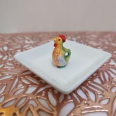 フェーヴ☆にわとりのピッチャー☆アンティーク☆ミニチュア陶器