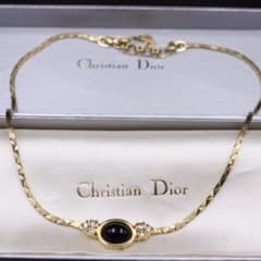 美品❁︎ クリスチャンディオール 黒 ストーン ネックレス 