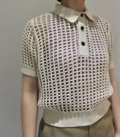 HYKE ハイク　メッシュ ポロシャツ 半袖 ベージュ サイズ1 HYKE ハイク メッシュ ポロシャツ 半袖 ベージュ サイズ1 - メルカリ