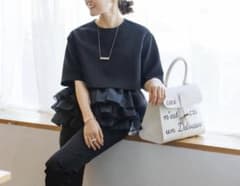 美品 bluelea ブルレア ヘムチュールドッキングプルオーバー ブラック