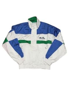 【テニス】エレッセ　ナイロンジャケット　Mサイズ　白青緑　ellesse