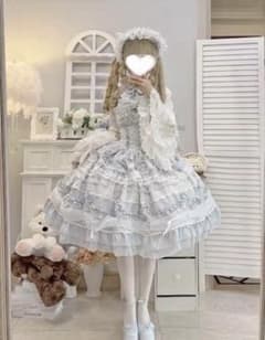 ロリータ ワンピース サックスブルー レース リボンのサムネイル