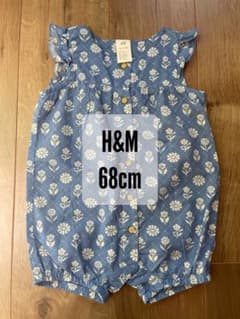 H&M ベビー ロンパース 68cm 花柄 ブルー 4-6Mのサムネイル