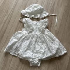 H&M ロンパース 帽子 セット ホワイト 74のサムネイル