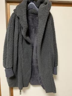 ボア フード付き ジャケット ダークグレーのサムネイル
