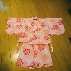 浴衣♪甚平♪ピンクの花柄♪80♪美品♪のサムネイル