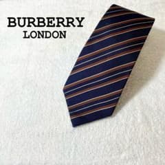 BURBERRY バーバリーロンドン ネクタイ ネイビー ストライプ シルク