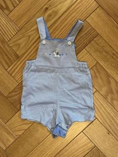 familiar 水色チェックロンパース 70のサムネイル