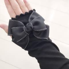アームカバー　ハンドメイド　ブラックステッチリボンのサムネイル