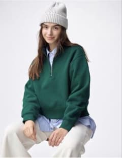 GU ヘビーウェイトスウェットハーフジッププルオーバー　DARK GREENのサムネイル