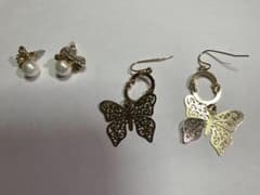 新品未使用 ピアス 2点セット バタフライ＆リボンのサムネイル