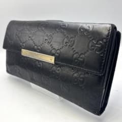 GUCCI グッチ 二つ折り 長財布 ブラック GG柄 レザー レディース 本革