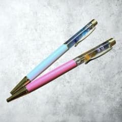 ハーバリウムボールペン　2本　白　ピンク　ハンドメイド
