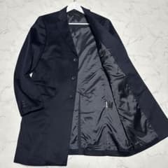 未使用級美品 ユニクロUNIQLO カシミヤ混チェスターコート ネイビー XL