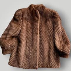 11号✨美品 デミバフミンク リアルファー 毛皮 コート ライトブラウン系 L 本毛皮☆デミバフミンク MINK リアルファーコート FOND ブラウン 11号
