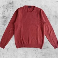高島屋 カシミヤ100％ クルーネック ニット セーター オレンジ系 無地のサムネイル